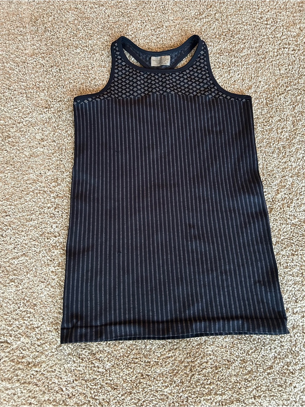 Athleta Navy Blue ribbed tank with contrasting yoke.